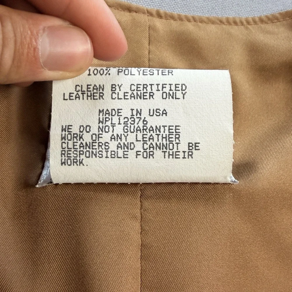 Vintage Pioneer Wear Genuine Leather Western Vest Mens 44 Tan Brown USA Cowboy